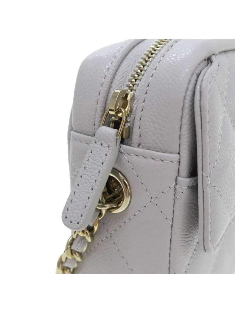 Chanel Quilted Chain Shoulder Bag Gray